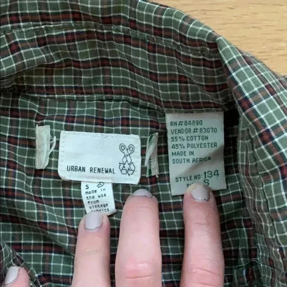 Urban Outfitters // Army Green  Plaid Button Shirt - Picture 3 of 5